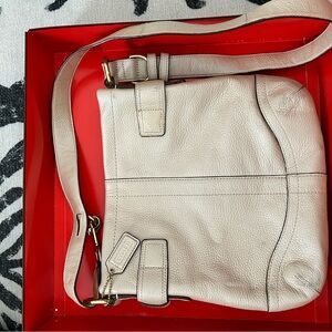 Coach Cream Pebbled Leather Shoulder Bag